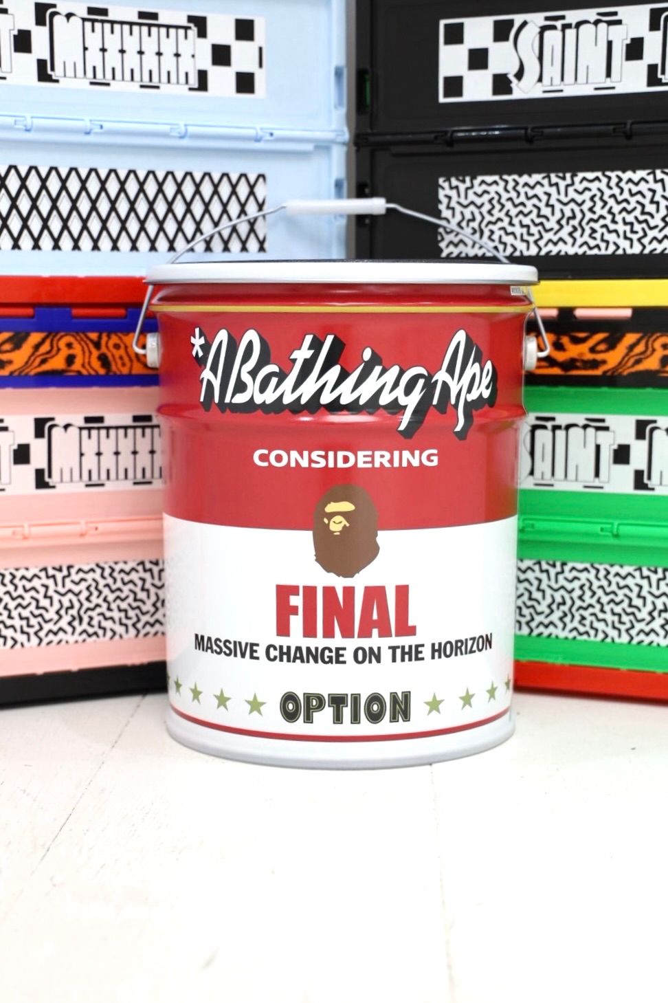 セントマイケル 26AW BAPE_CAN STOOL(SM-MK1-0000-C42)WHITE+RED
