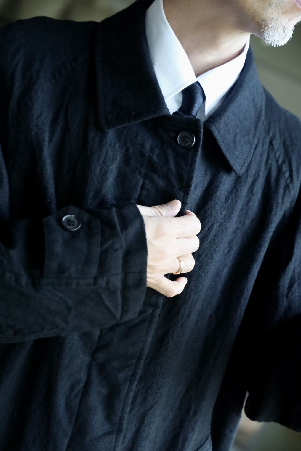 COMME des GARCONS HOMME 26FW ウールサージ製品縮絨コートスタイル