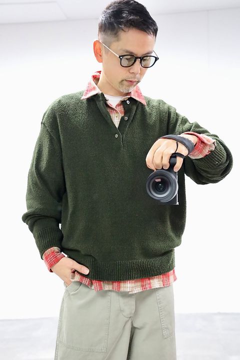 A.PRESSE 2026 STYLE1 Vintage Cotton Silk Nep Twill Check Shirts"RED"スタイル