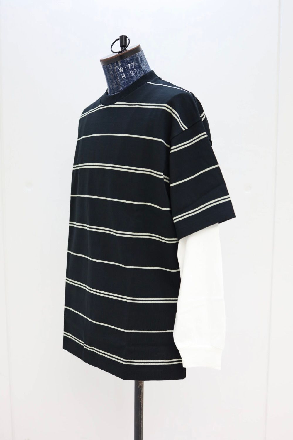 コムデギャルソンオム26SS 綿度詰天竺ボーダー×綿天竺レイヤード無地Tシャツ(HQ-T003-051)BLACK☆2月6日(金)発売