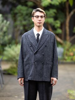 マーカ 26AW ヘビーシルクフランネル / リラックスドフィット W.B ジャケット(M26C19JK01C)HERRINGBONE☆新作発売！