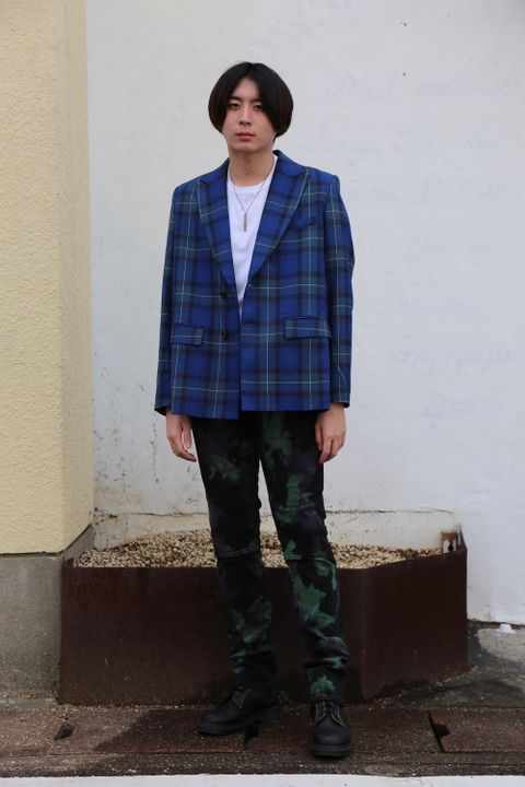 JieDa 2020aw 新作TARTAN CHECK JACKET "BLUE"style.2020.9.20