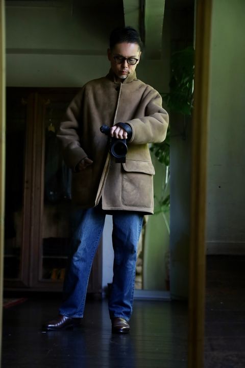 A.PRESSE Mouton Coatスタイル