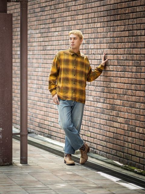 A.PRESSE 新作Vintage Cotton Silk Nep Twill Check Shirts