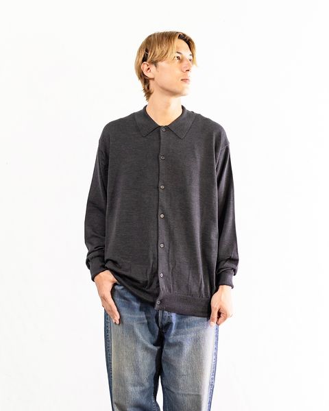 A.PRESSE Wool Knit Polo Collar Cardigan(CHACOAL) 8月10日(土)新作発売！
