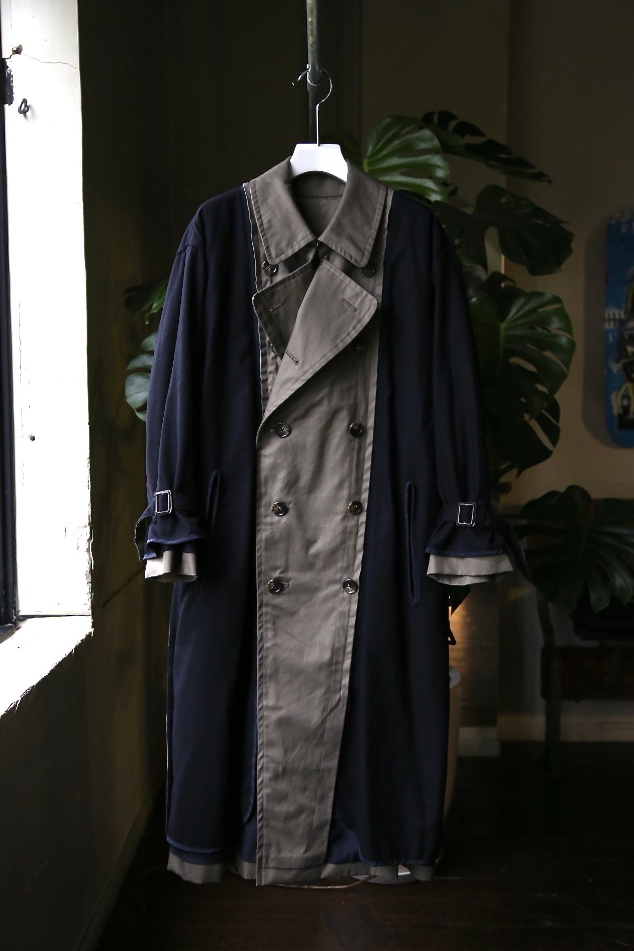 YOKE 21AW REVERSIBLE TRENCH COAT SAGE GREEN style.8.13. | 1842 | mark