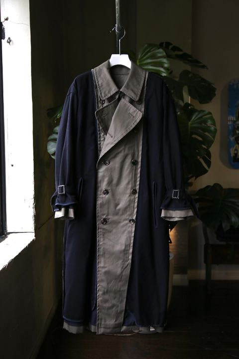 YOKE 21AW REVERSIBLE TRENCH COAT SAGE GREEN style.8.13.