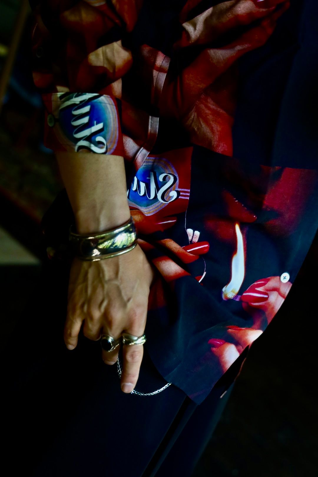 LASTMAN PRINTED OPEN COLLOAR SHIRTS L/S "STUFF"スタイル.2024.9.10.