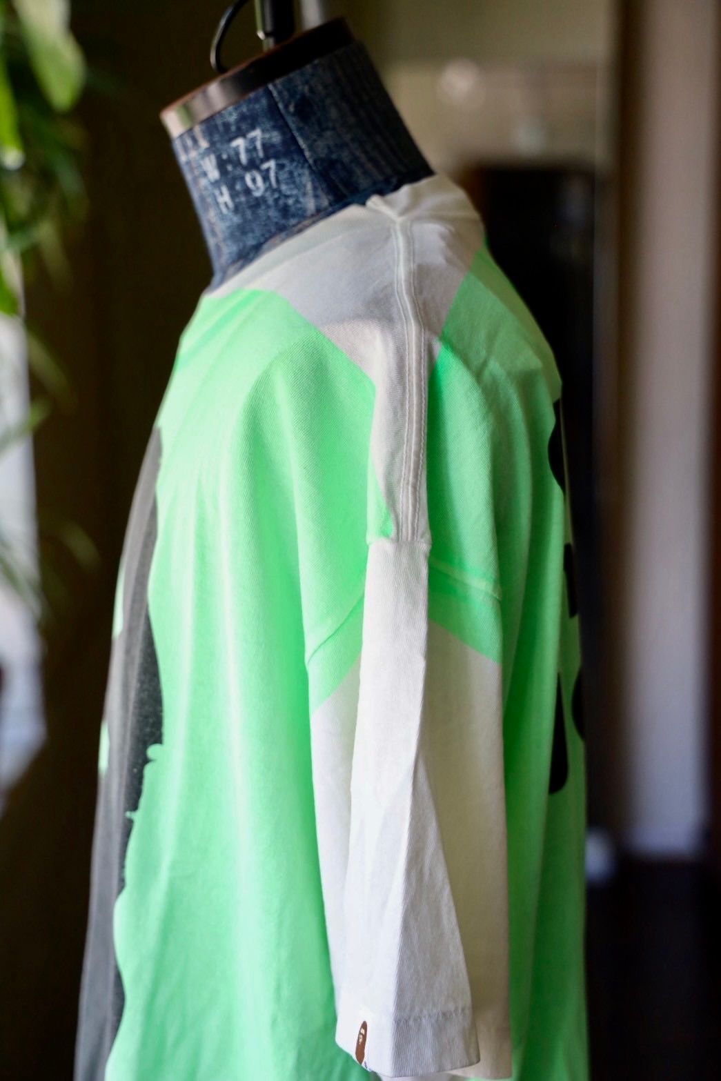 セントマイケル Tシャツ HANDPRINT BAPE_SS TEE(SM-HR1-0000-C34)WHITE×GREEN