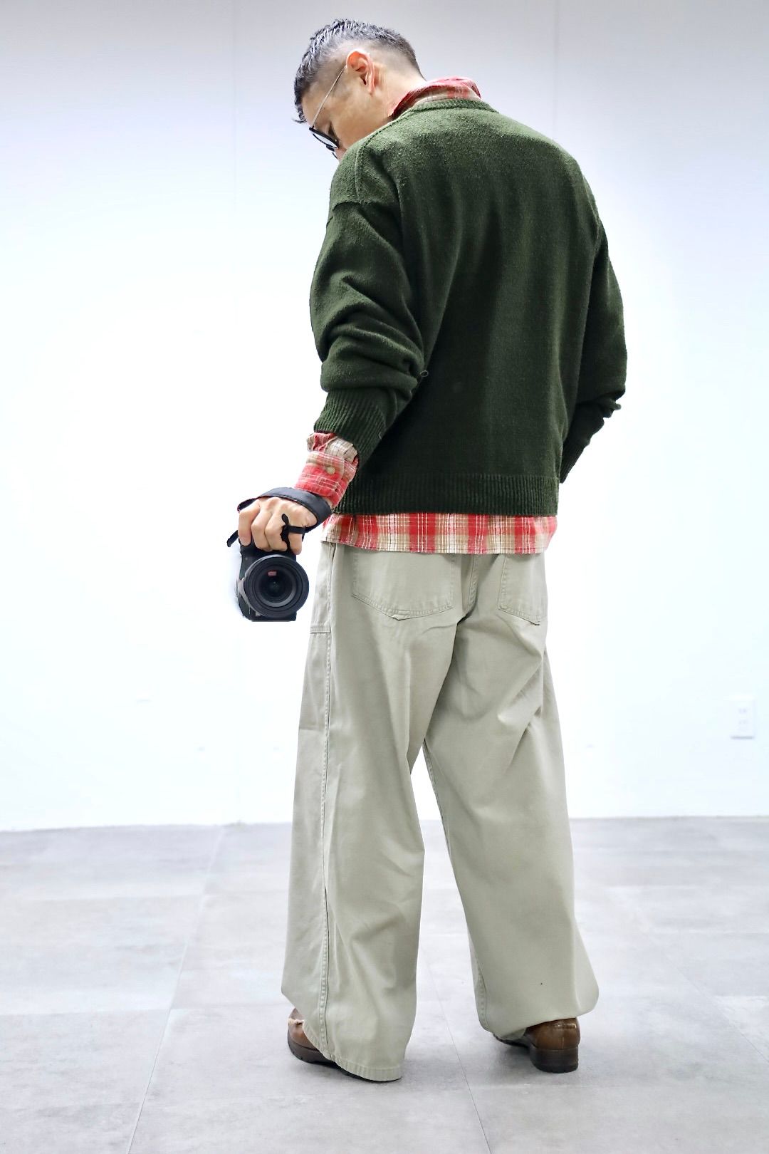 A.PRESSE 2026 STYLE1 Vintage Cotton Silk Nep Twill Check Shirts"RED"スタイル