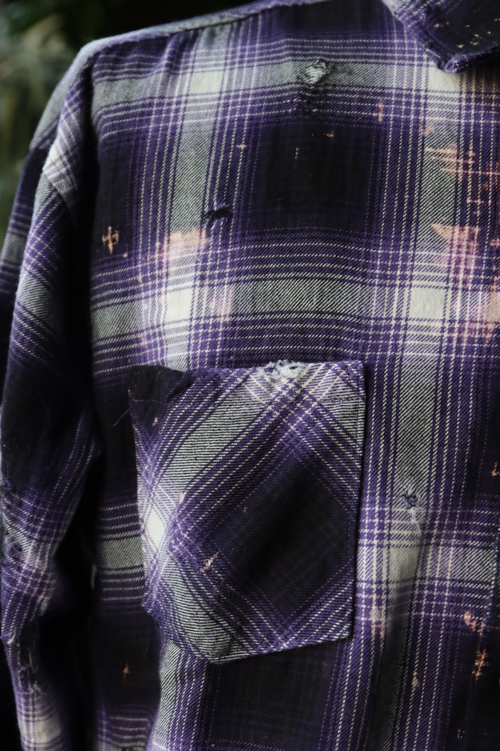 RAFUラフ 24SS Bleached & Damaged shirt(RAFU037)PURPLE