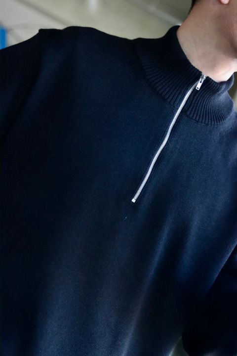 ATON エイトン 23SS WOOL WASHI HALF ZIP SWEATERスタイル