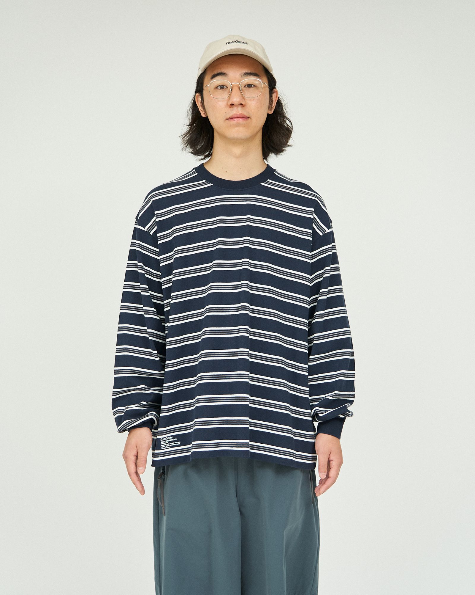 フレッシュサービス MULTI BORDER L/S TEE(FSC251-70120)NAVY