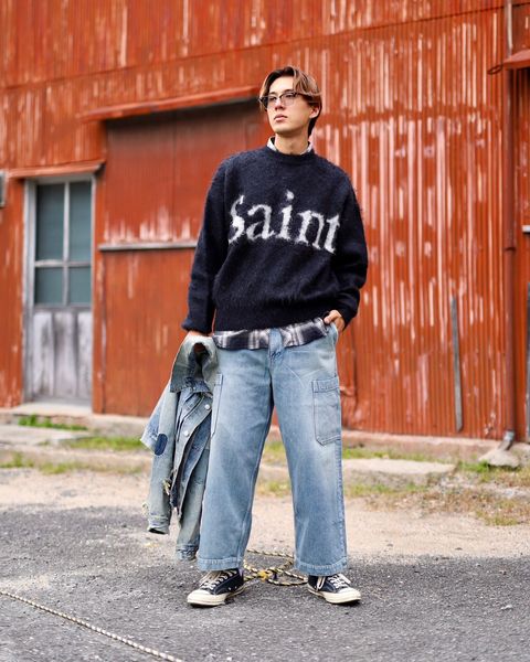 ©SAINT M×××××× 23AW SAINT CREW NECK KNIT"BLACK"スタイル