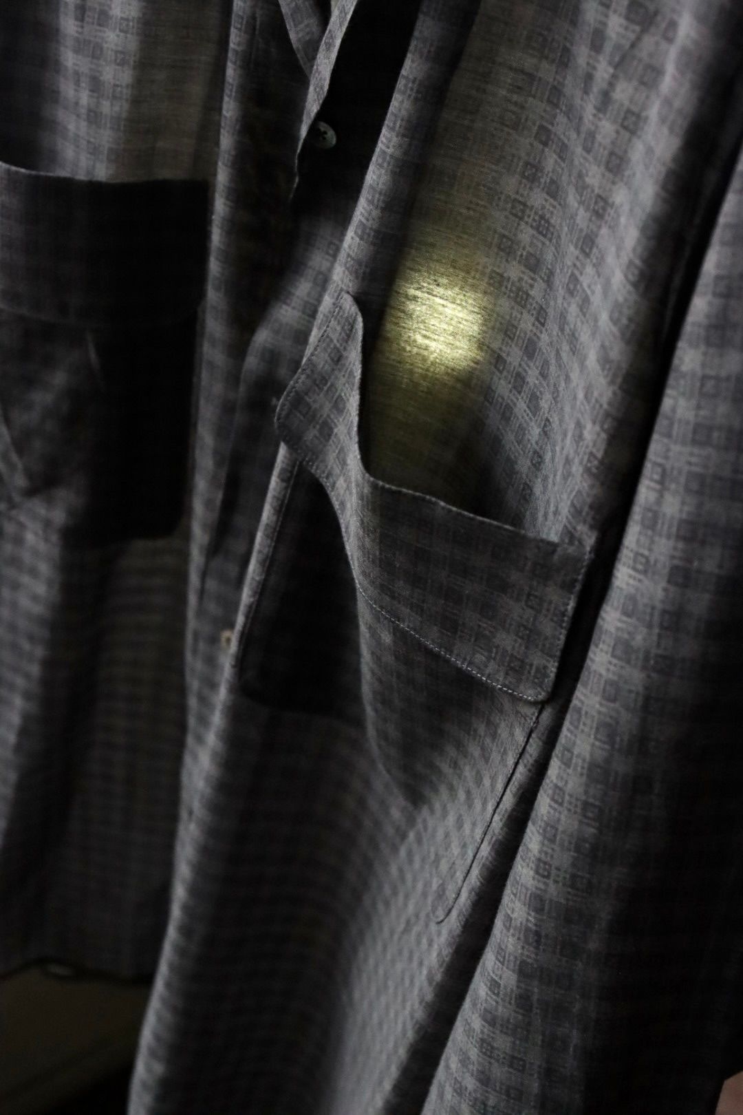 ヨーク24SS PIXEL LOW PLAID OPEN COLLAR SHIRT(YK24SS0654SH)CHARCOAL