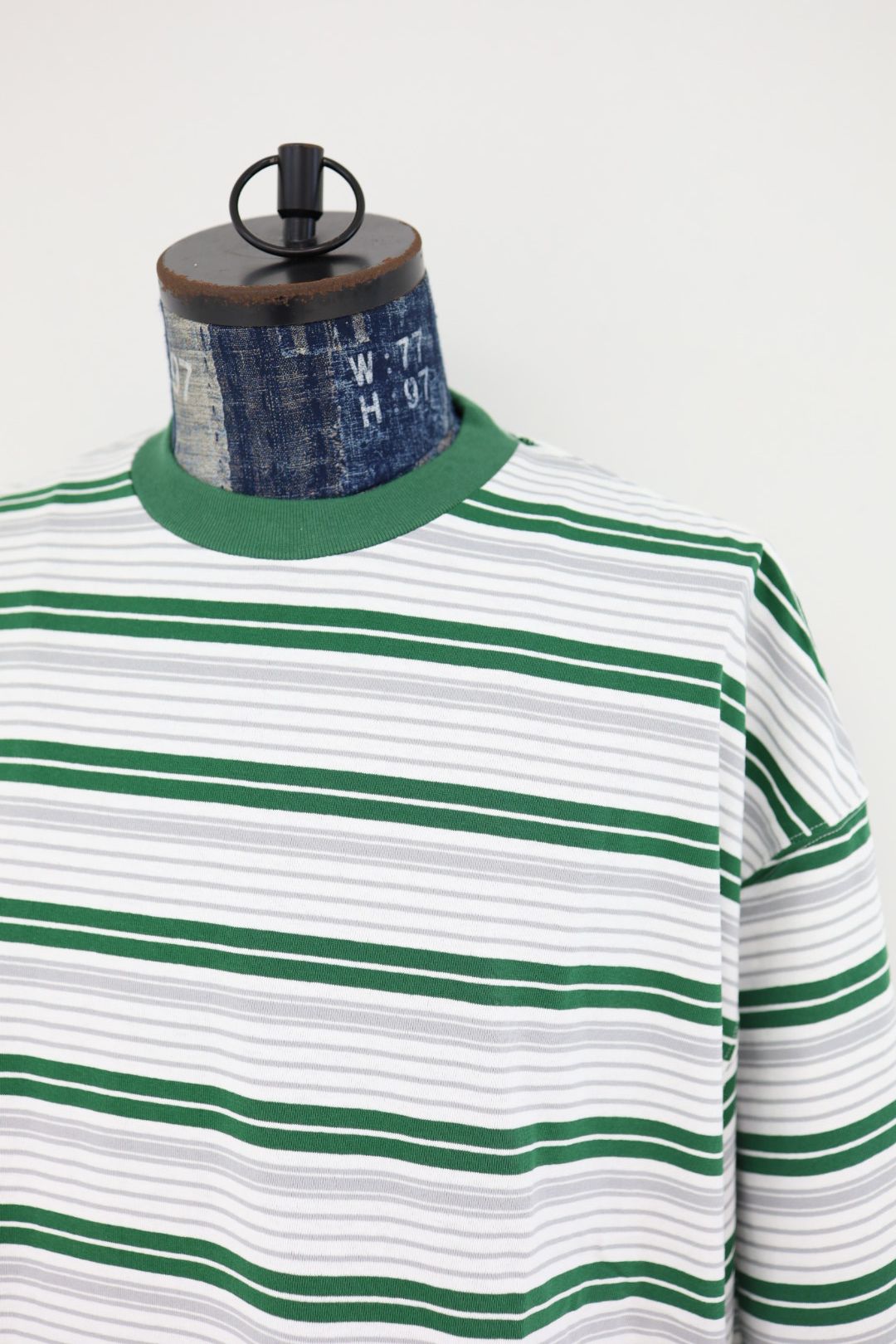 is-ness 26SS Border Balloon T-Shirt(26SS_48_1008SST01-B)WHITE x GREEN☆新作発売！