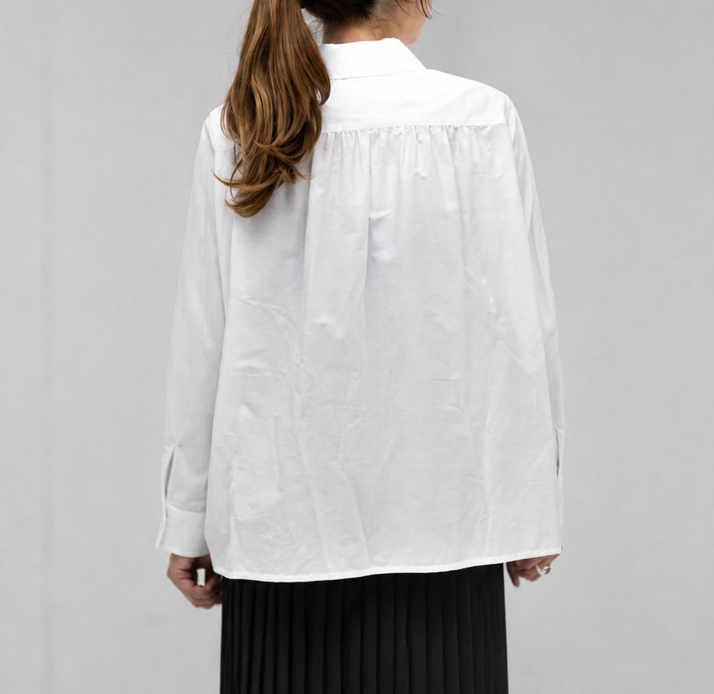 tao 26FW 綿ブロード丸衿ギャザーブラウス(TZ-B007-051-2)WHITE☆8月7日(金)発売！