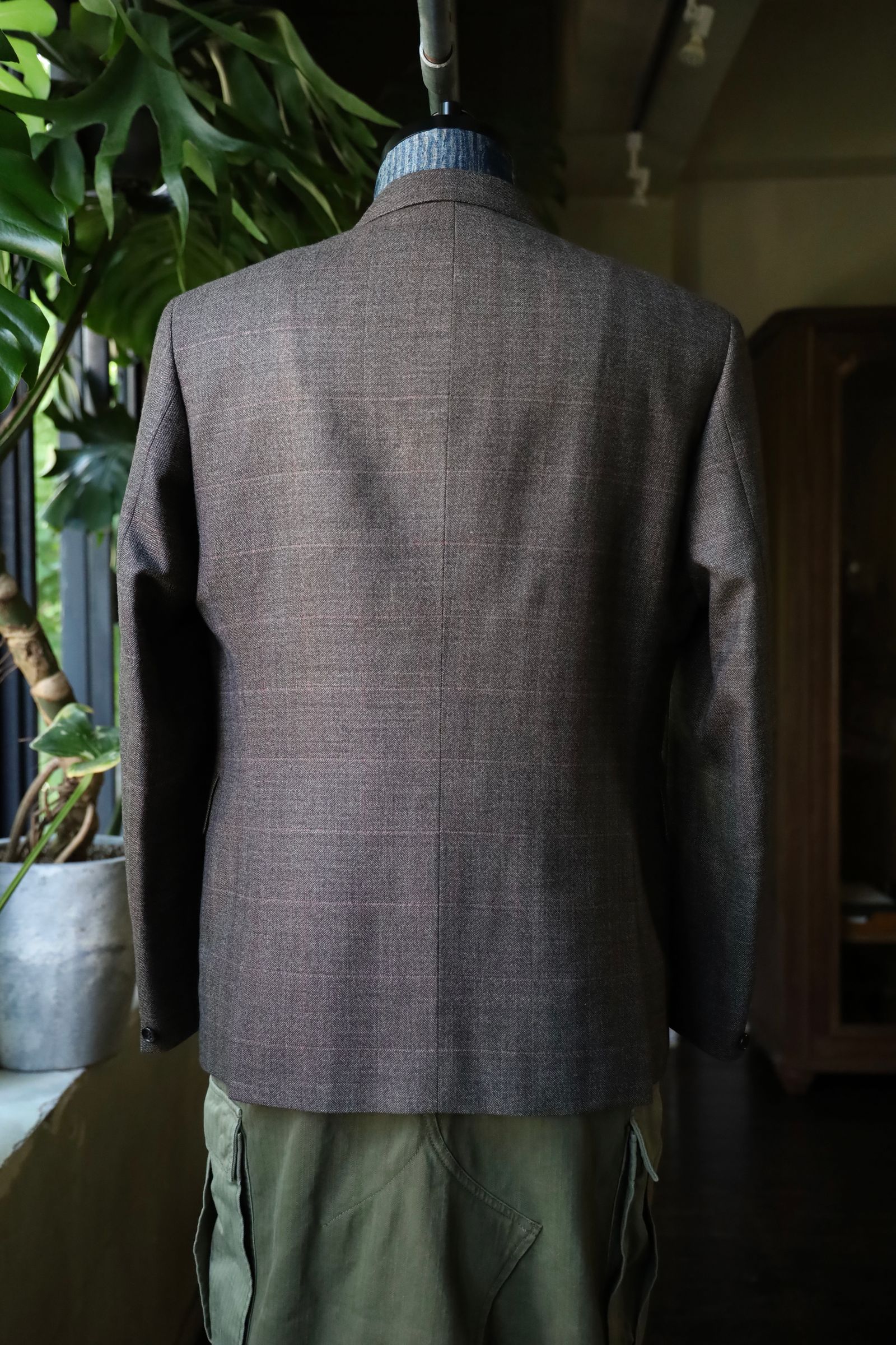 ジュンヤワタナベマン24AW ウールチェック×綿ヘリンボーンコート(WN-CO10-051)D.BROWN×KAHKI