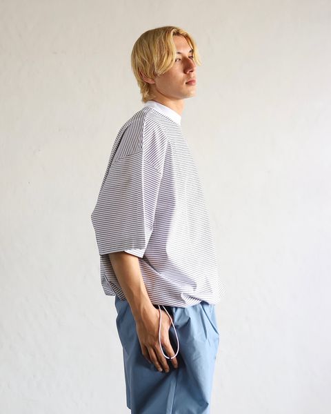 イズネス 24SS BALLOON BORDER SHORT SLEEVE T-SHIRT(WHITE) style 2024.4.5