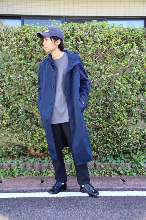 COMME des GARCONS HOMME 綿ナイロンウェザーフーデッドコート"NAVY"Style.2020.9.22.