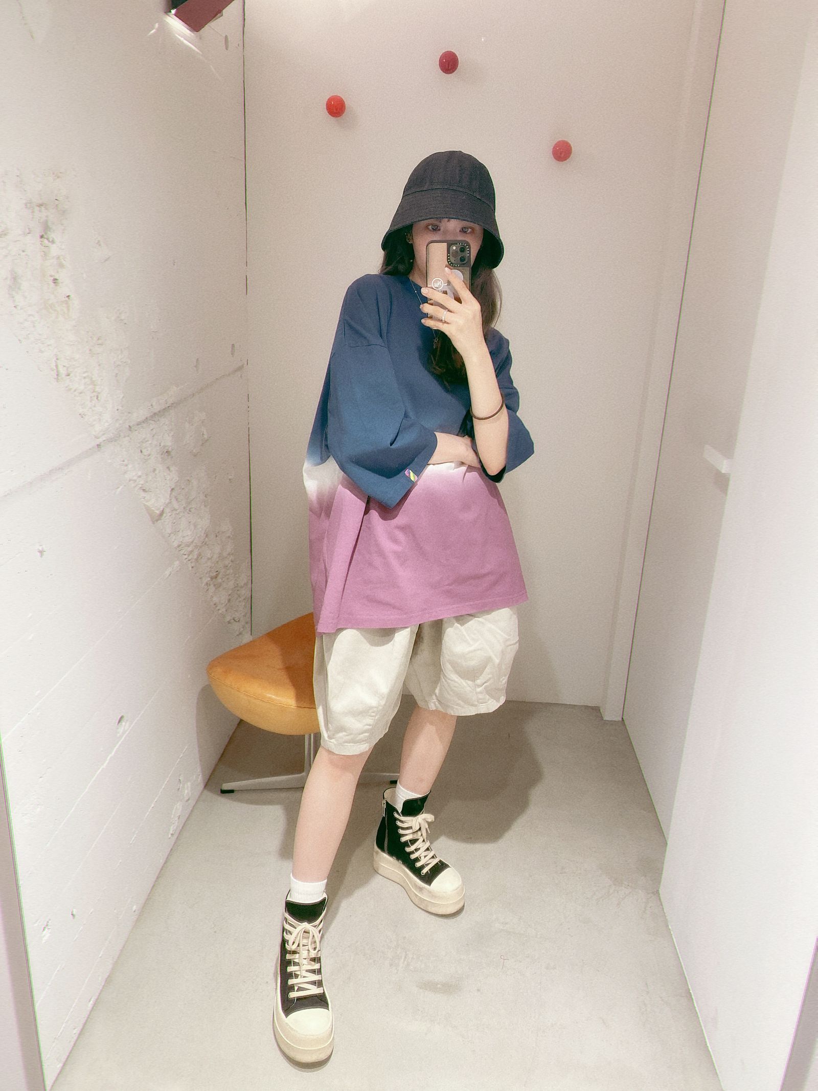 イズネス24SS GRAMICCI for is-ness HORIZON OVERDYE T-SHIRT(1006GRAMICCIT01)NAVY×PURPLE