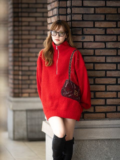 doublet ダブレット26AW TROMPE L’OEIL EMBROIDERY HALF ZIP KNIT (26AW56KN229)RED☆8月15日(土)発売！