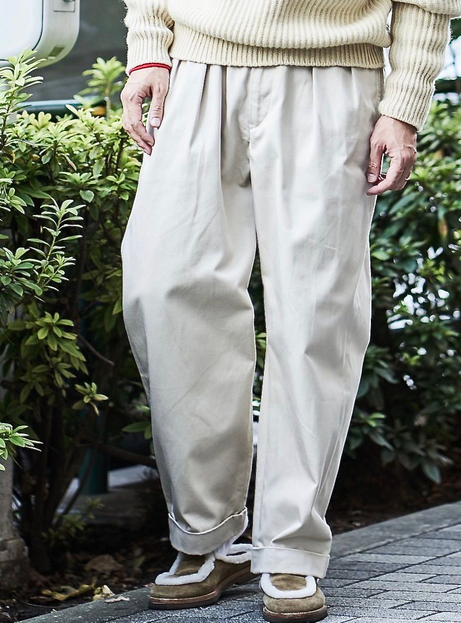 tapwater Cotton Chino Tuck Trousers チノ TapWater Cotton Chino Tuck Trousers [BEIGE] - Fresh Service
