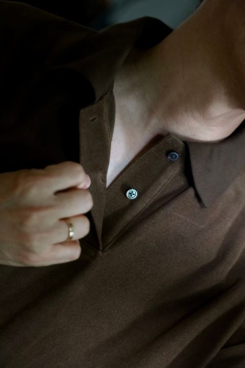 Graphpaper Pique Velour Jersey L/S Polo"BROWN"スタイル