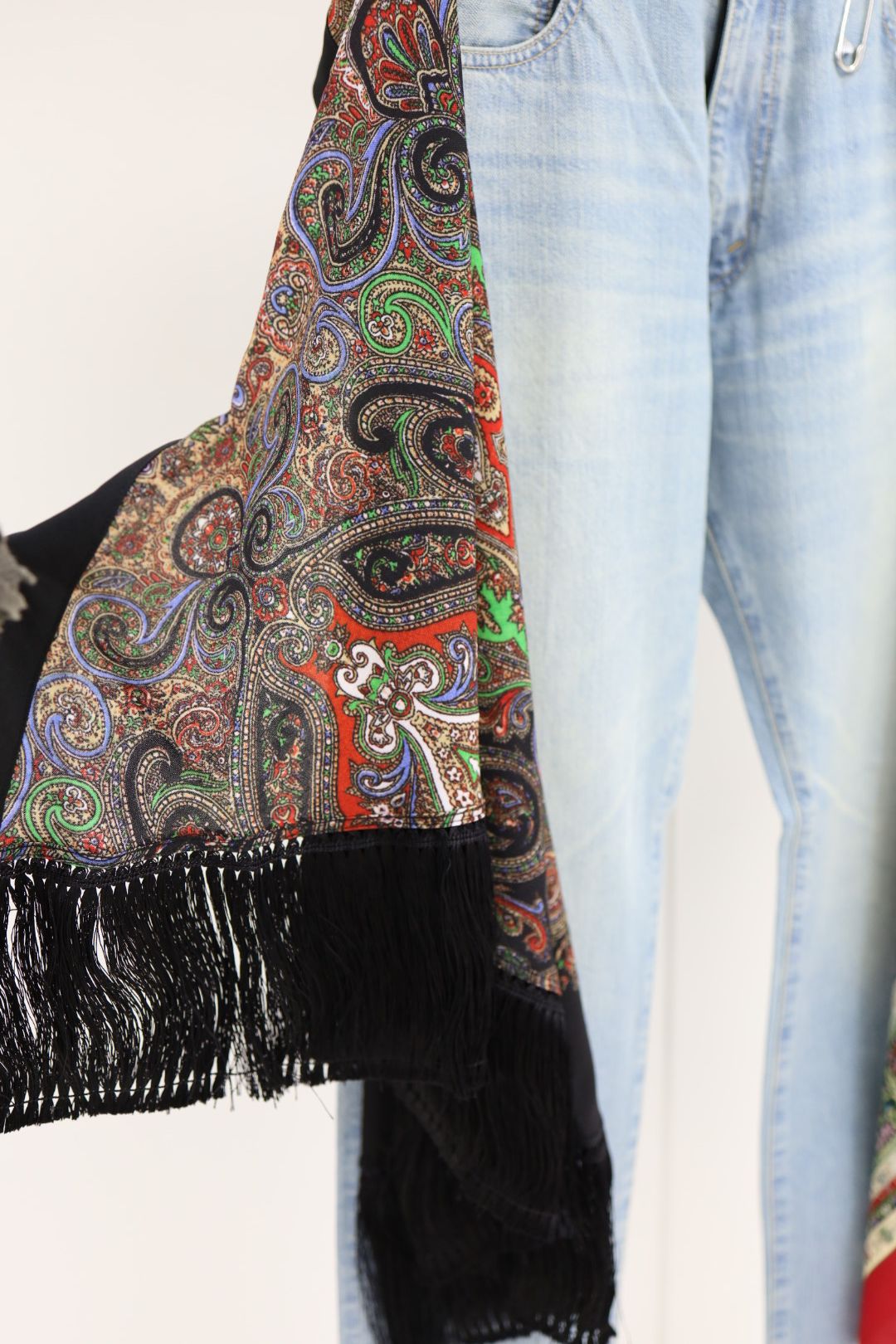 ジュンヤワタナベマン26SS Levi'sダブルネーム 綿セルビッチデニム 製品加工×シルクサテン×エステル更紗パンツ(WQ-P208-100) ☆3月6日(金)発売！