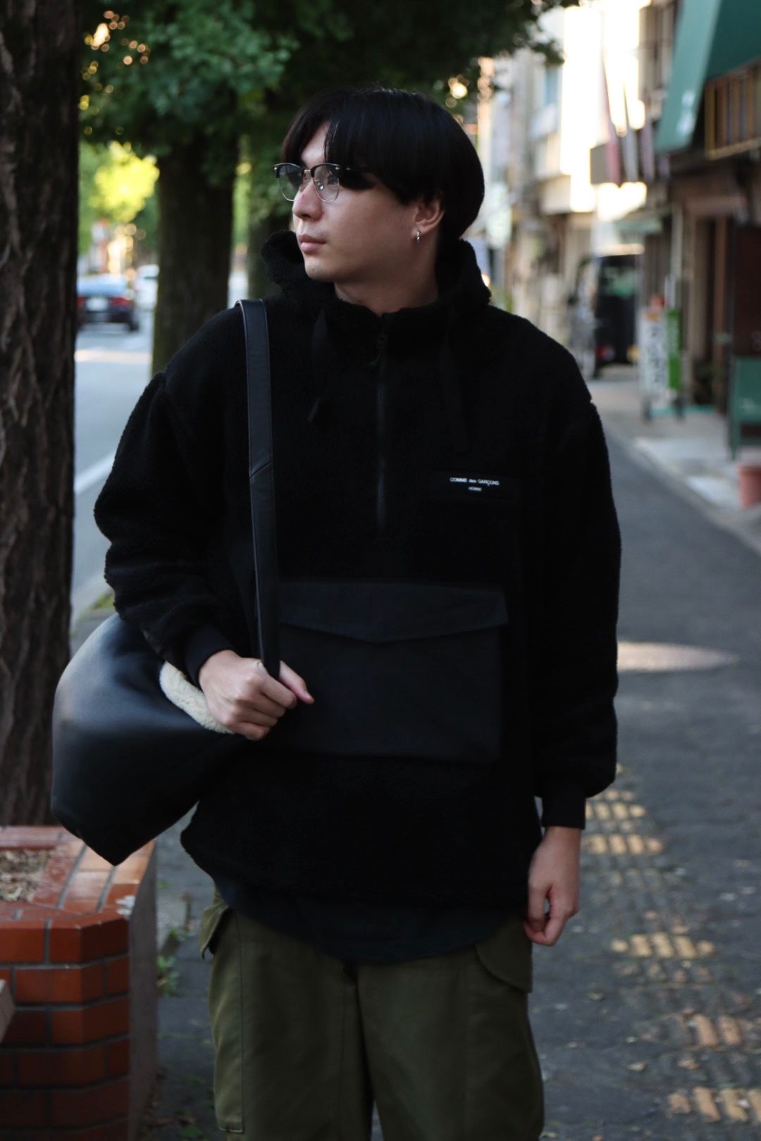 COMME des GARCONS HOMME ボアフリースハーフジップパーカー style