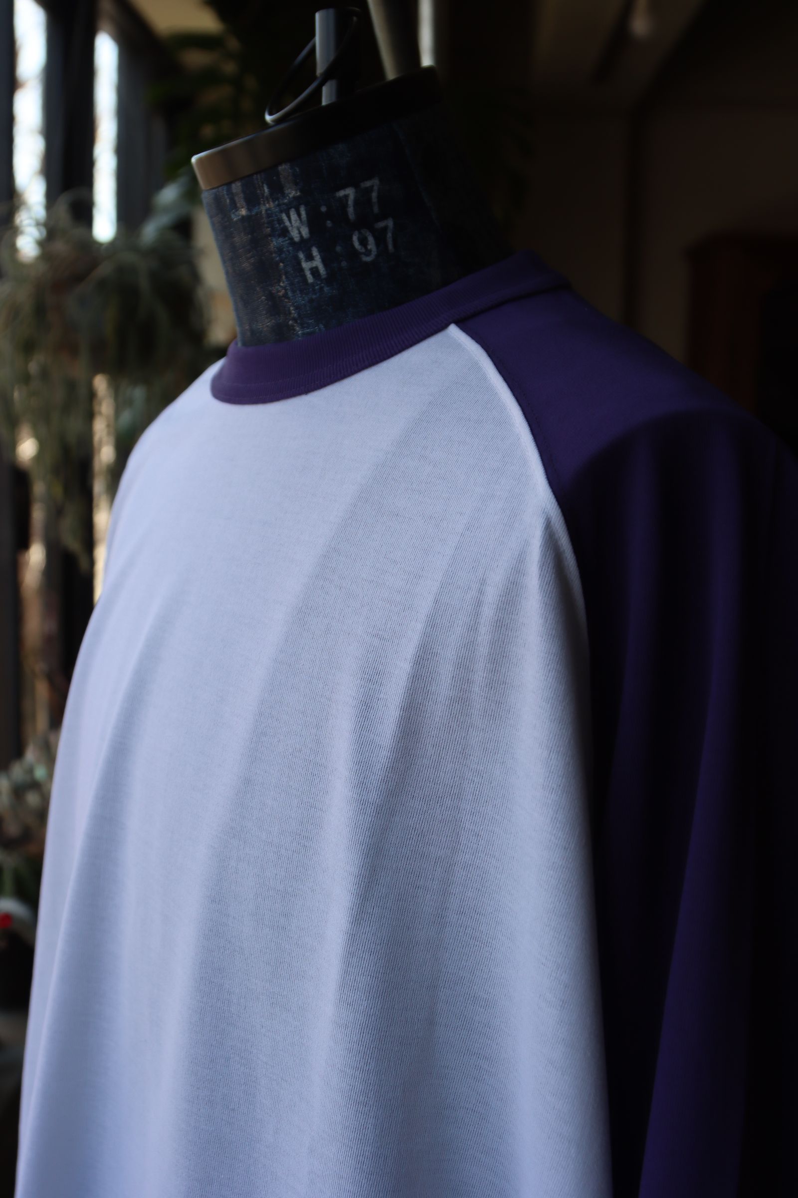 S.F.C 24SS エスエフシー RAGLAN BASEBALL TEE(SFCSS24CS12)White/Purple