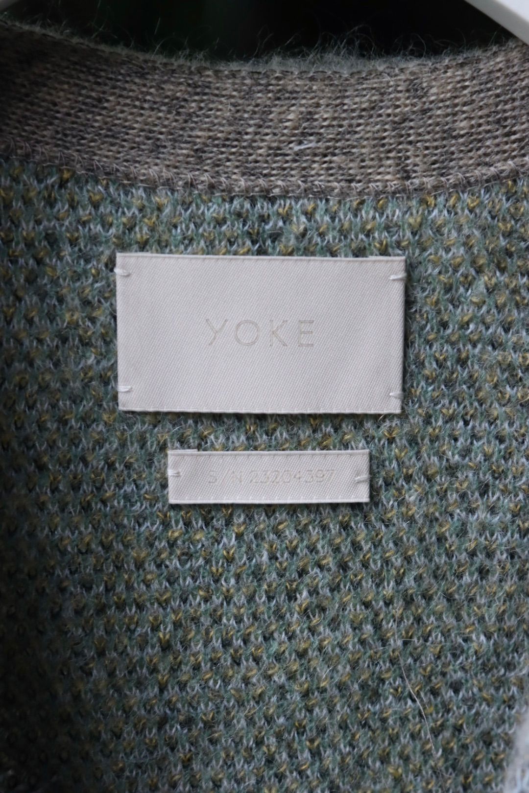 ヨーク23AW LANDSCAPE MOHAIR JACQUARD CREWNECK CARDIGAN(YK23FW0574S)GRAY