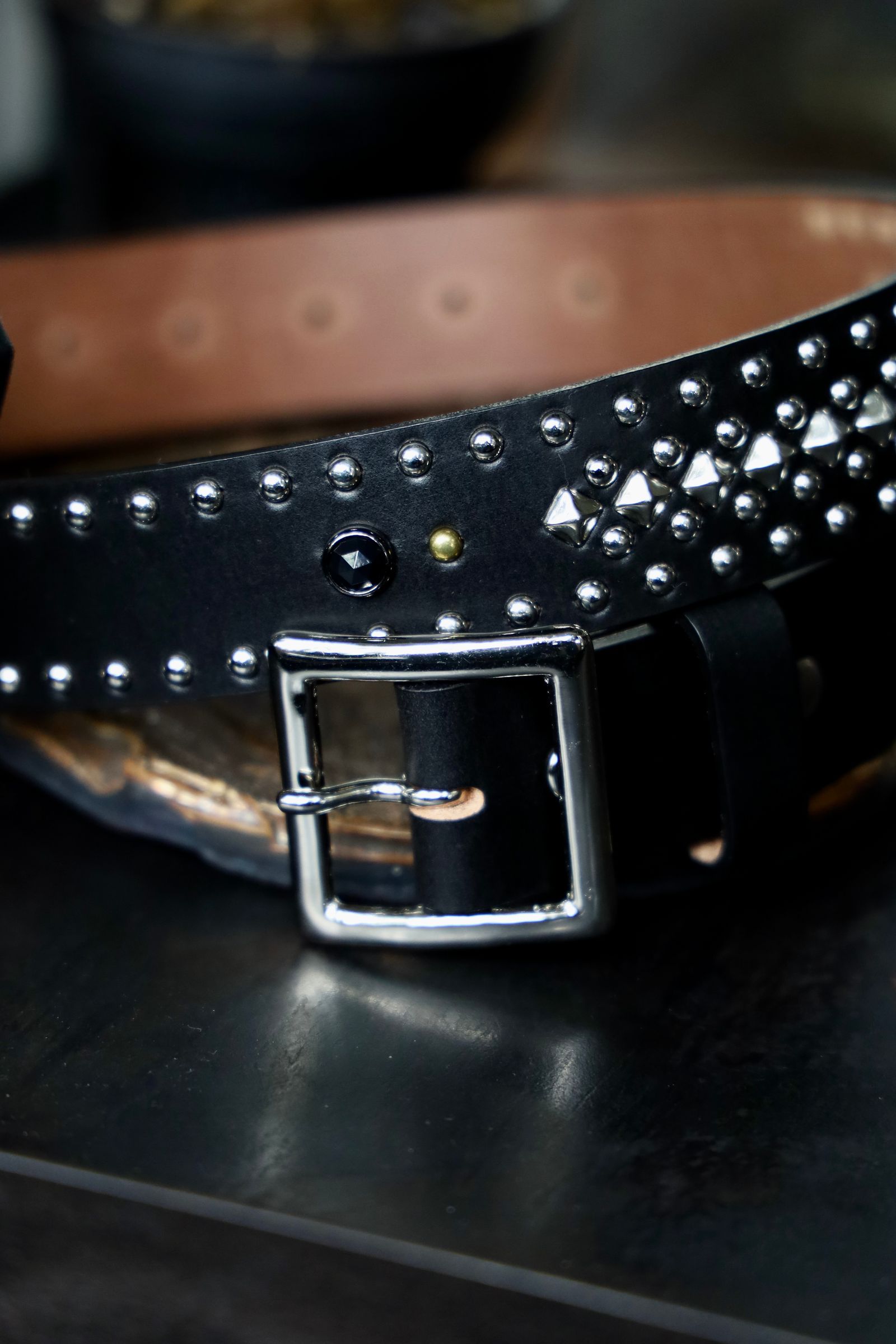 LASTMAN ラストマン大久保篤志 WOLF'S HEAD x LASTMAN STUDDED BELT 35mm