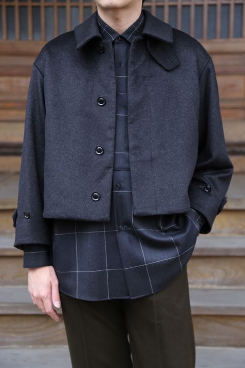 YOKE 新作 CASHMERE 3WAY BAL COLLAR SHARE COAT(YK20AW0134C)"CHARCOAL"style.2020.10.10.