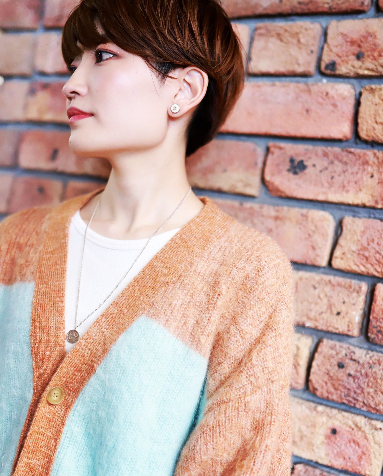 ヨーク23AW MOHAIR BORDER CARDIGAN(YK23FW0571S)PINK