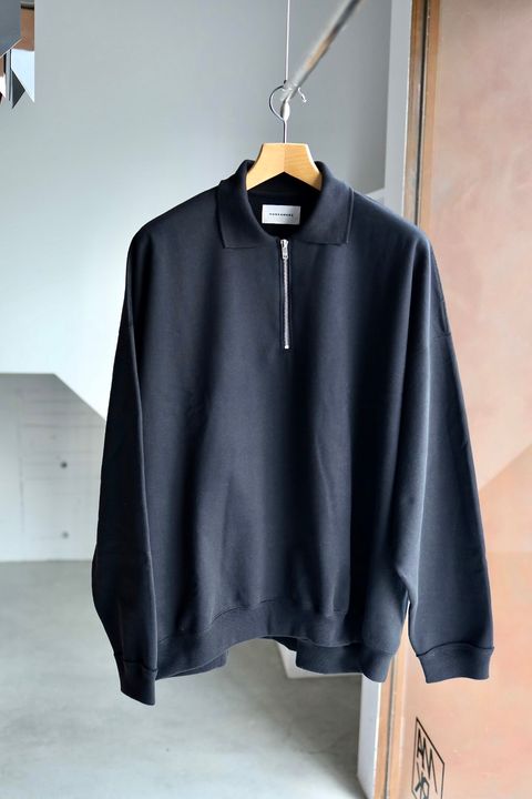 MARKAWARE 26SS HALF ZIP POLO HUGE SWEAT(A26A09CS03C)BLACK☆新作発売！