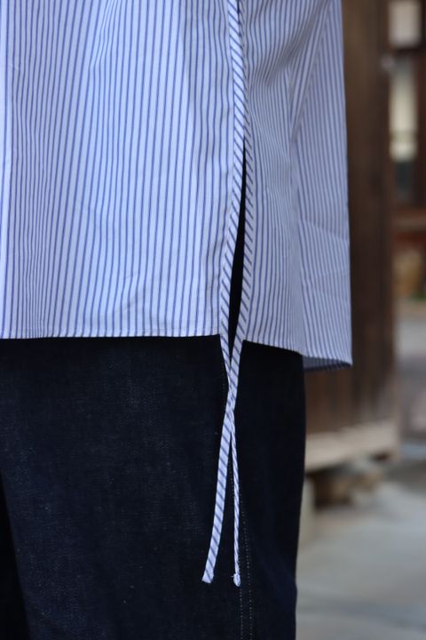YOKE THOMAS MASON STRIPED PIPING SHIRT"WHITE"style.