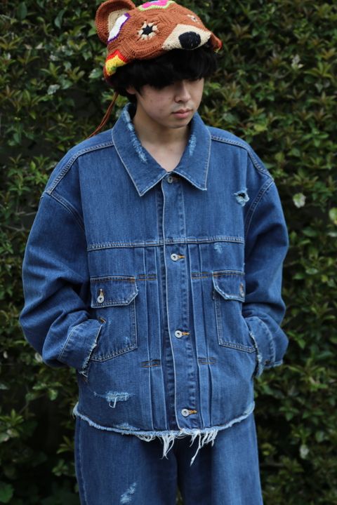 doublet 21ss DAMAGED SILK DENIM JACKET(21SS05BL114) style 2021.04.14.