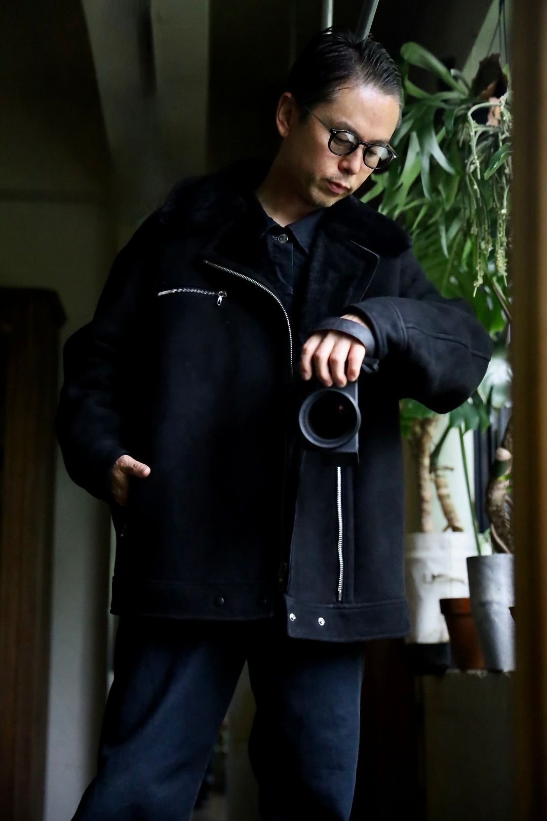 Graphpaper Sheep Mouton Aviator Jacketスタイル.2024.8.31.