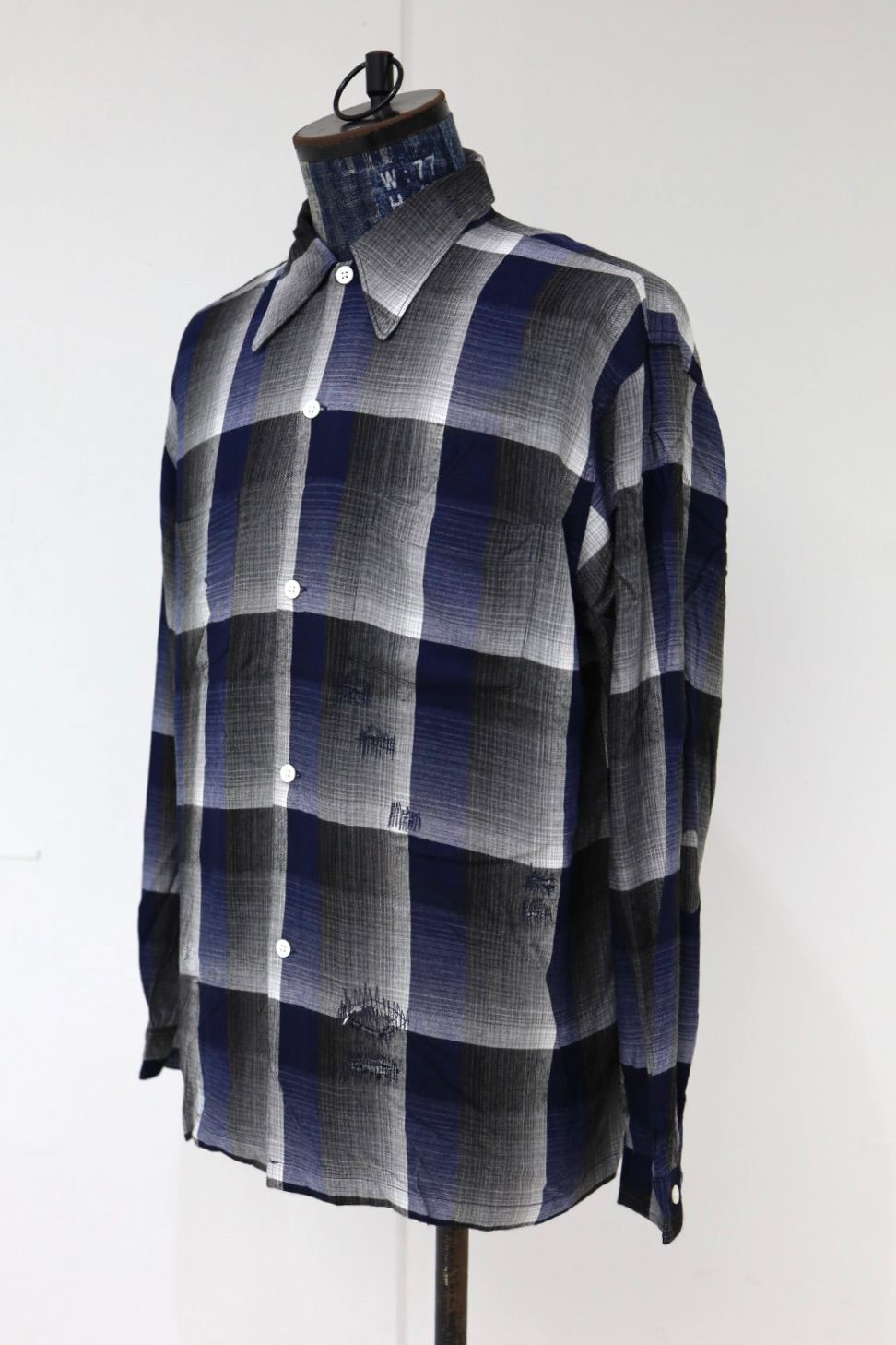 BOW WOW 26FW CHECK RAYON SHIRT(BWU-CRS)BLUE×BLACK×GRAY☆8月29日(土)11:00発売！