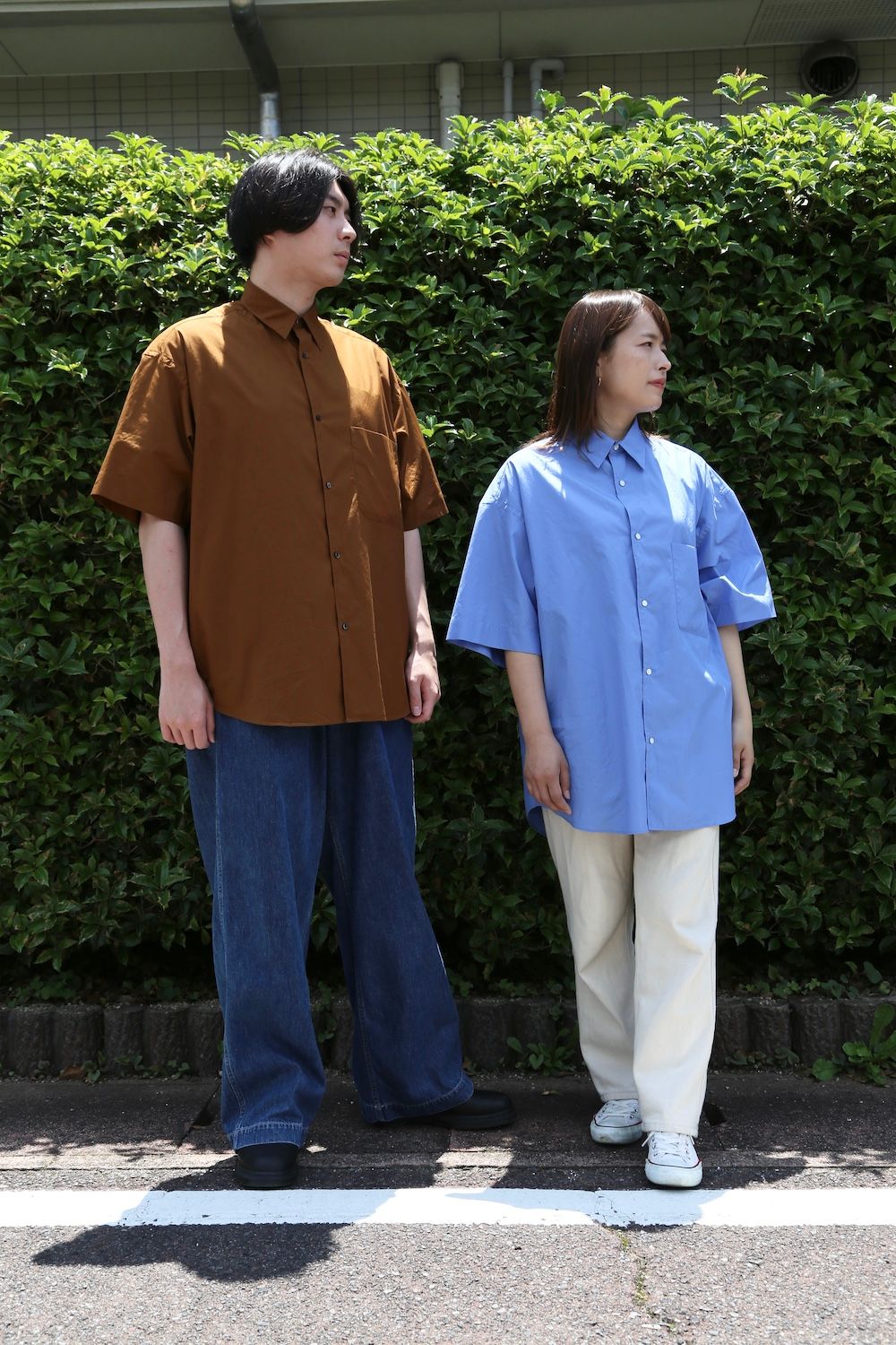 Graphpaper Broad Oversized S/S Regular Collar Shirt(GM212-50625B) style. 2021.05.30.