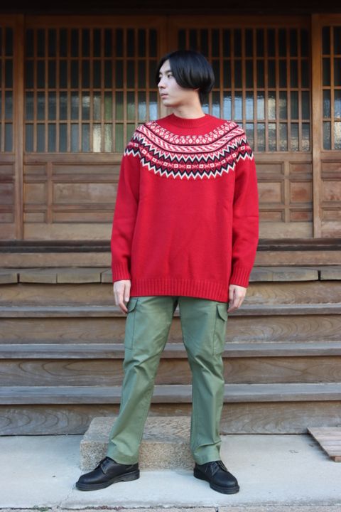 JUNYA WATANABE COMME des GARCONS MAN ラムウールジャガードニットRED 