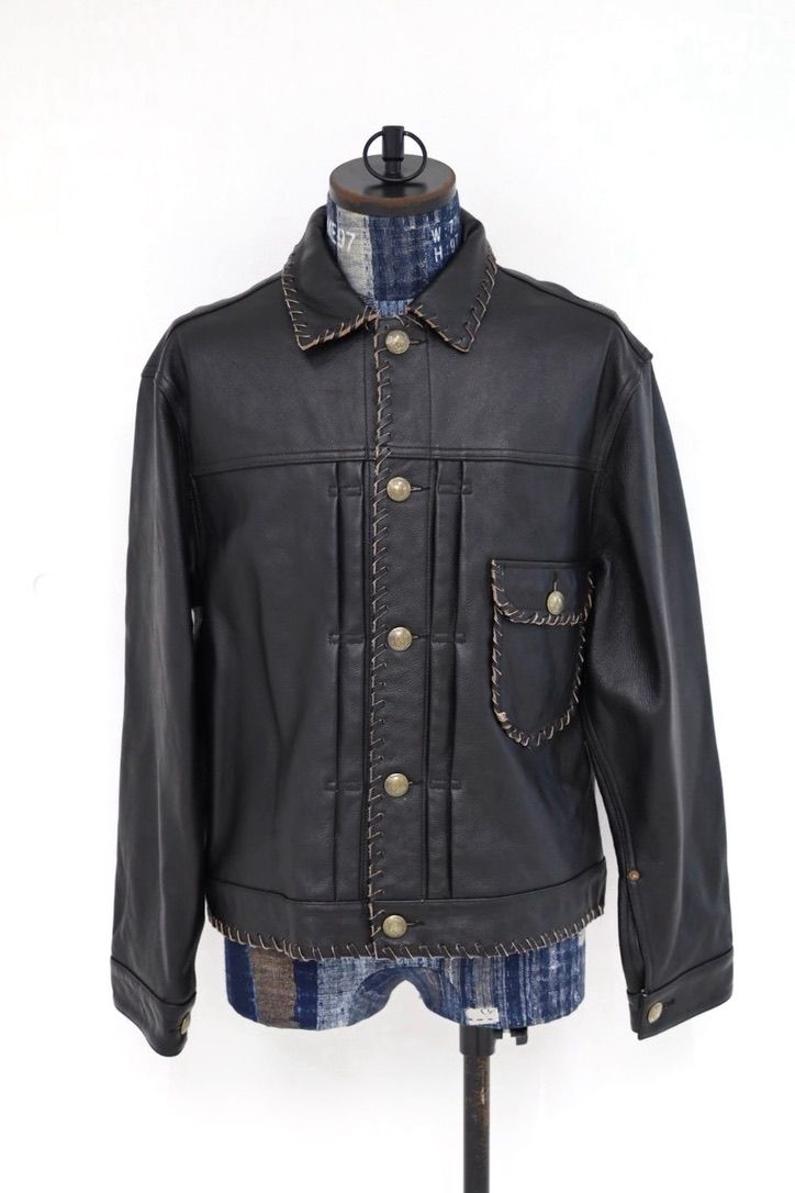 BOW WOW 26FW LACE-UP LEATHER TRUCKER JACKET(BWU-LULTJ)BLACK