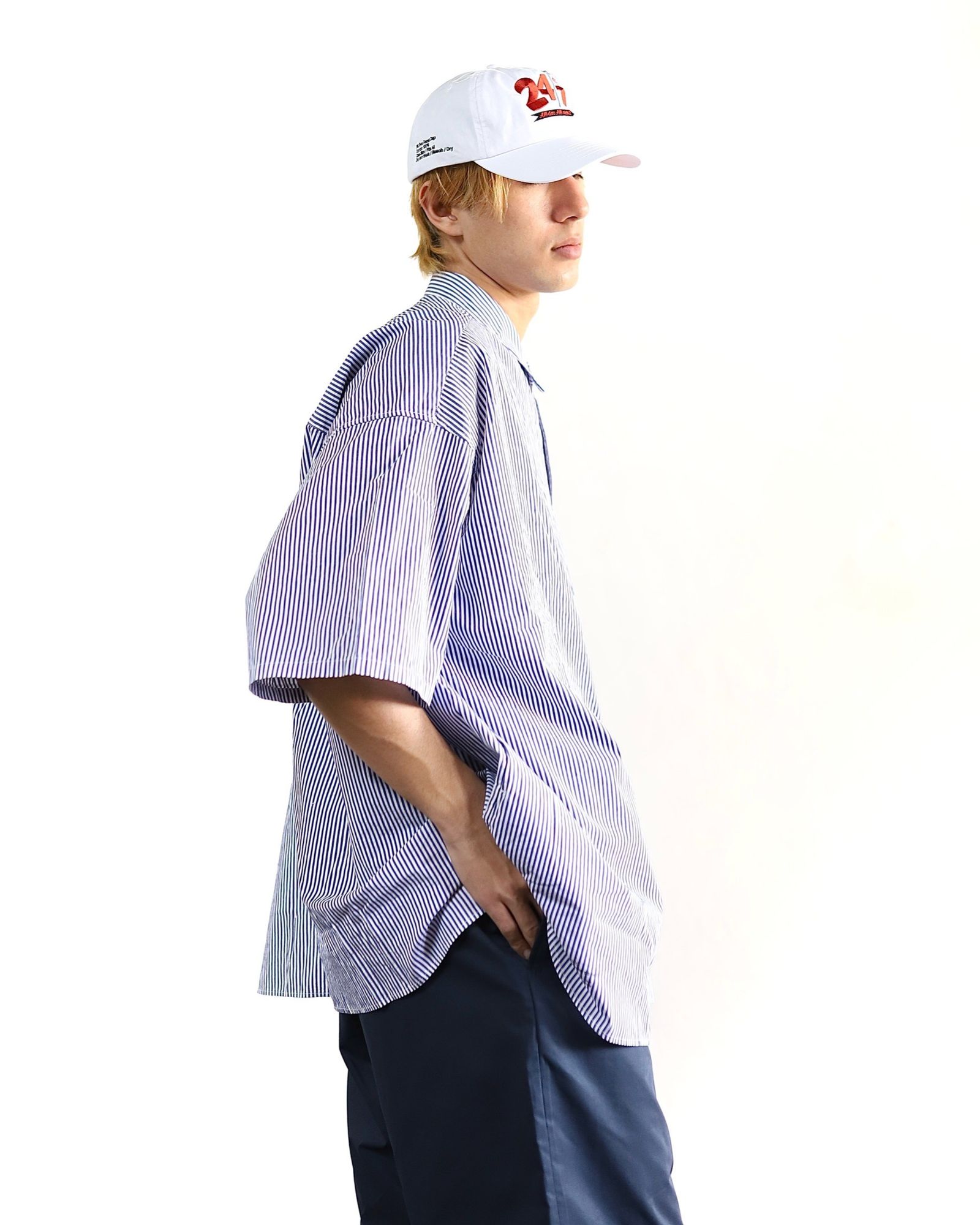 FreshService 24SS CORPORATE UNIFORM S/S SHIRT(BLUE STRIPE) style 2024.3.8
