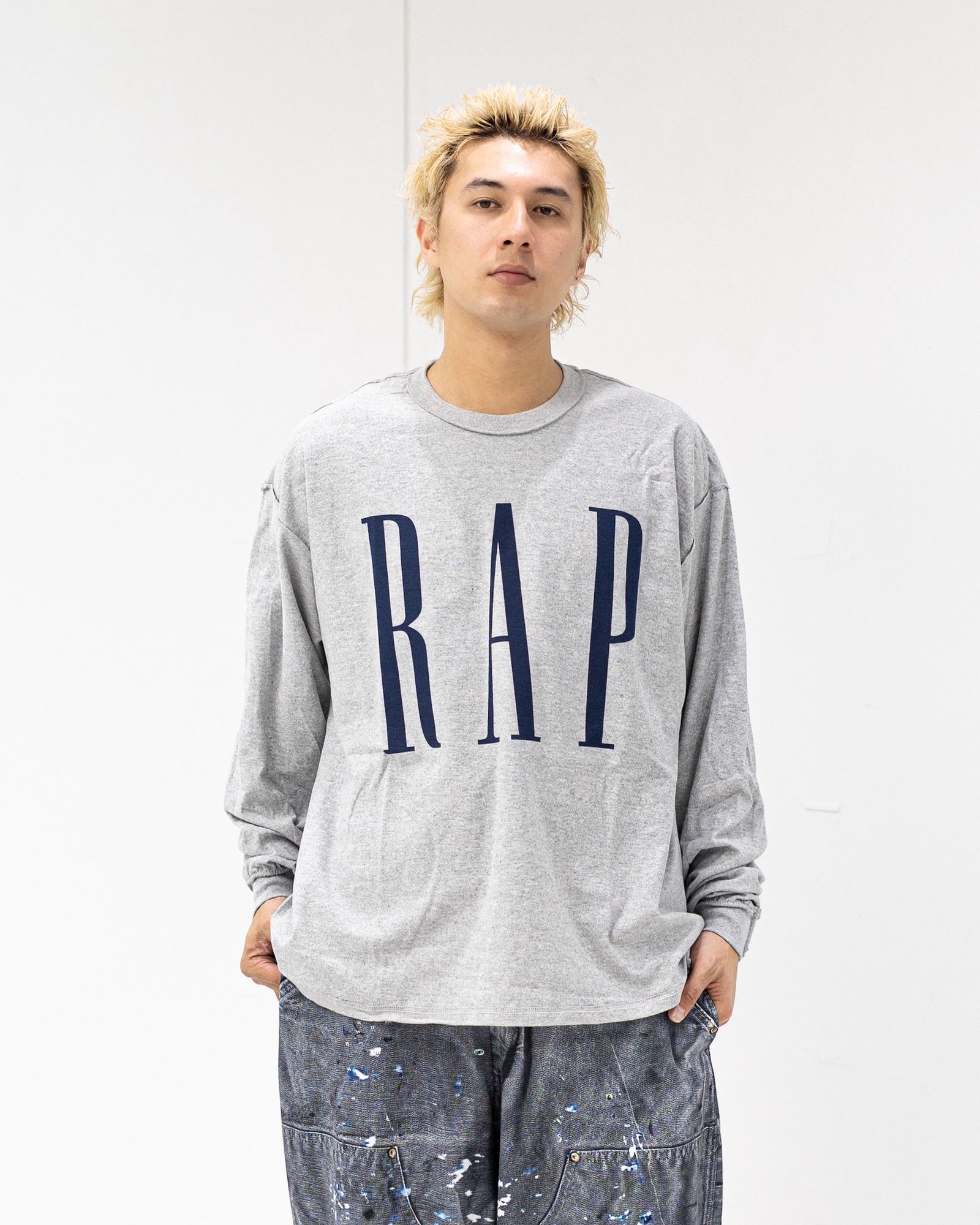 イズネスミュージック 26SS RAP LONG SLEEVE T-SHIRTS(ISNESS MUSIC×DJ SHOTA)(IMP7_16_RAPL/ST01)GRAY☆新作発売！