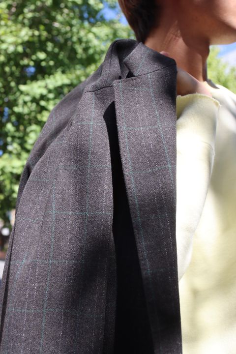 A.PRESSE 23AW Windowpane Jacketスタイル