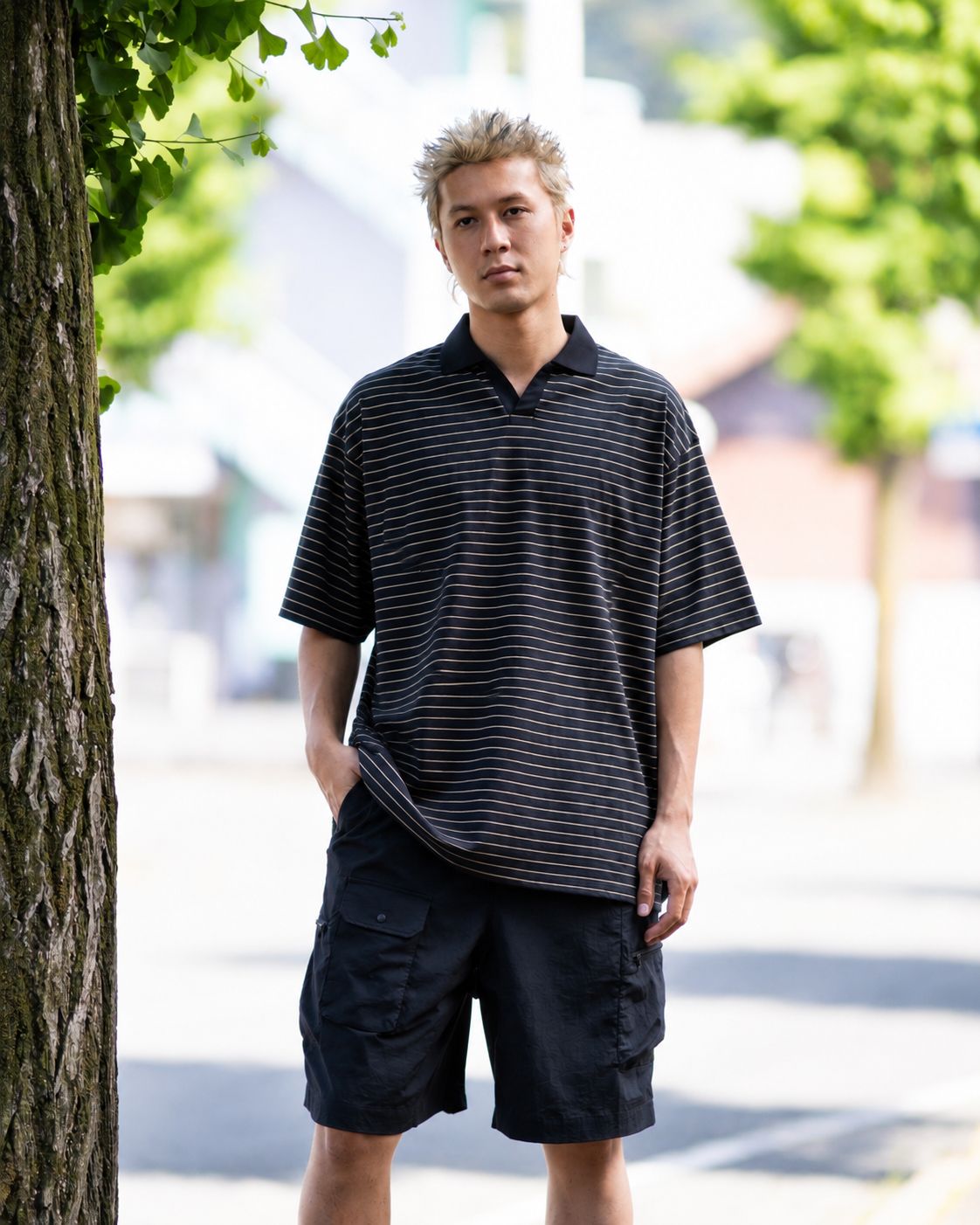 フレッシュサービス COMPACT BORDER V-NECK POLO(FSC262-70120)BLACK