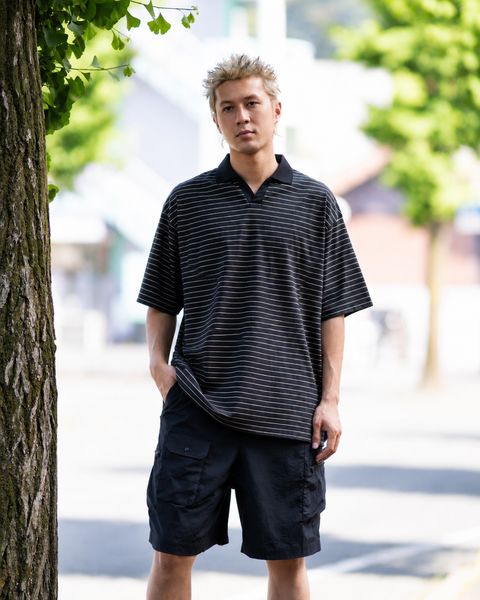 フレッシュサービス COMPACT BORDER V-NECK POLO(FSC262-70120)BLACK☆5月23日(土)発売！