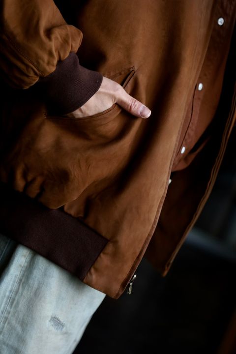 A.PRESSE Vintage Nubuck leather Rib Blousonスタイル.2025.1.11.