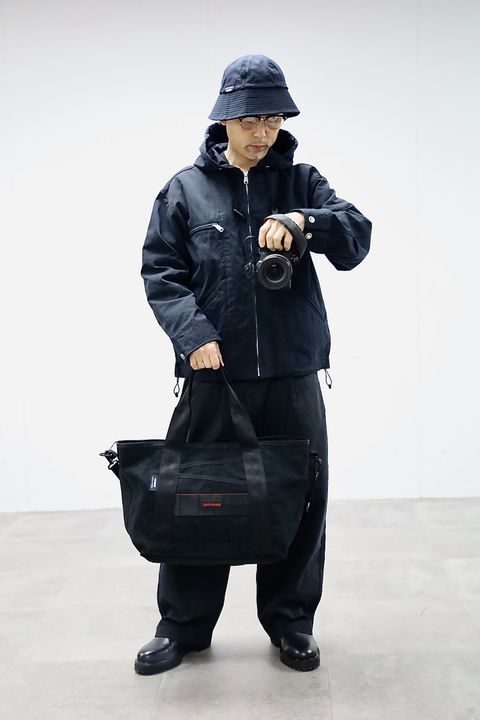 COMME des GARCONS HOMME コムデギャルソンオム26SS ナイロンオックス製品染フーデッドパーカ"BLACK"スタイル